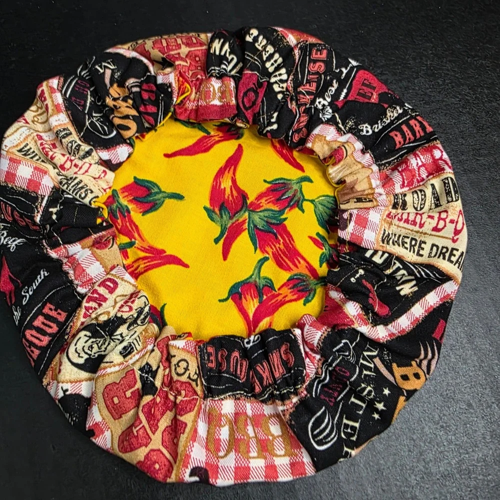 BBQ Theme Red Chili Peppers on Yellow KitchenAid Mixer Mixing Bowl Cover Baking